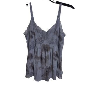 Free People Mama Jama Lace Tank Top Medium Storm Combo Tie Dye Baby Doll Cami